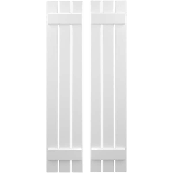 Ekena Millwork Americraft 3-Board, 2 Batten Exterior Real Wood Spaced Board-n-Batten Shutters, ARW101SB311X46WHH, PR ARW101SB311X46WHH - main